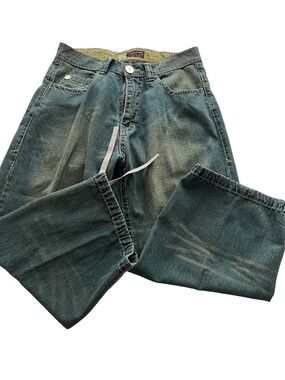 Y2K Vintage CLH Jeans 32 x 34 Denim Baggy Buckle Back Cargo Skater